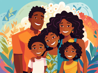 simple Vector in modern thin line style of family background 