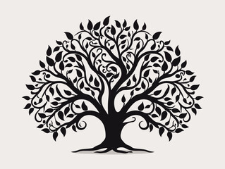 simple Vector in modern thin line style of Whimsical tree