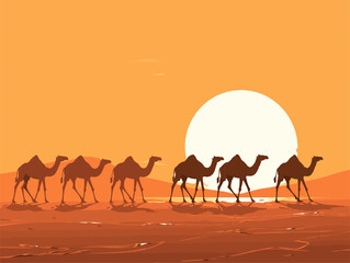 Fototapeta na wymiar very simple isolated styled vector illustration of camel in the desert