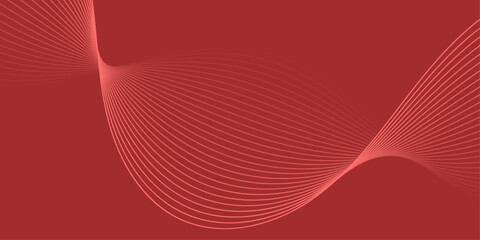 Abstract background with waves for banner. Medium banner size. Vector background with lines. Red gradient. Interior. Brochure, booklet. Valentine's Day. Women's Day