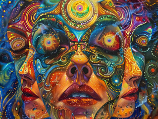 Naklejka premium Convey the psychedelic experience through acid art with a focus on dazzling visual effects