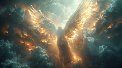 Heavenly archangel: ethereal spirit, blessing belief,generative ai - obrazy, fototapety, plakaty