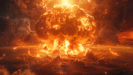 Explosion from nuclear war ,generative ai - obrazy, fototapety, plakaty