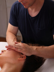 Beauty Salon Facial Massage: Woman Receiving Skin and Body Care Treatment