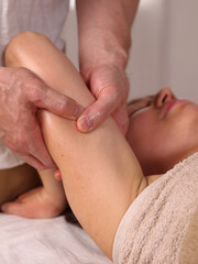 Professional Acupressure Hand Massage: Physiotherapist Targeting Specific Spots. Reflexology, Alternative medicine concept
