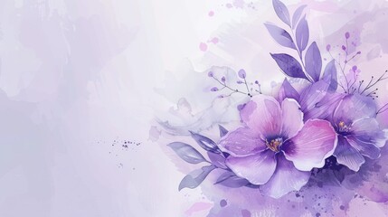 Elegant purple flower with watercolor style for background and invitation wedding card