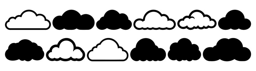 Cloud silhouette set vector design big pack of illustration and icon