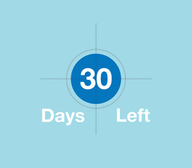Target 30 Days left. Remaining days marker, target illustration, time focus for remaining days