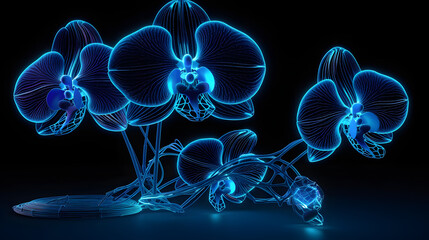 Obraz premium 8k sharp, fractal, self similarity highly detailed 3d high definition 8k neon pale cerulean psychedelic detailed Orchids fairy