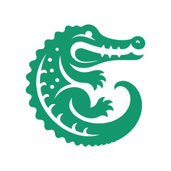 Crocodile, alligator logo. Modern simple trendy illustration, icon. minimalism. Green and white