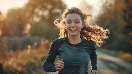 Happy Runner Enjoying a Sunny Day in the Park - Powered by Adobe