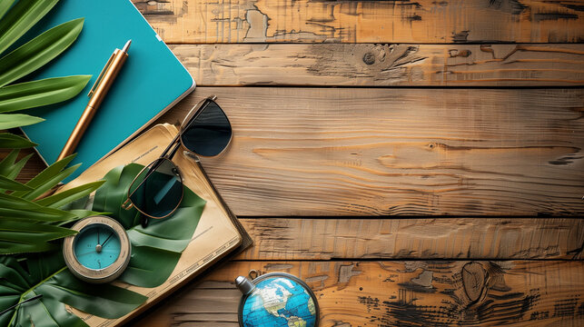 Vintage Wood with Traveler's Notebook and Glasses, Recalling Memories