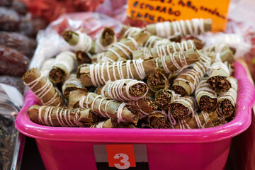 Aromatic herbs rolled in bay leaves
