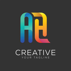 letter ah design gradient colorful logo