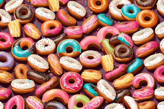 close up of donuts, Indulge in the temptation of sweets with a captivating image featuring a mouthwatering donut background, adorned with colorful sprinkles and delectable glaze