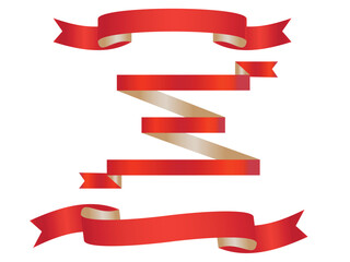 Obraz premium Red Ribbon And Isolated White Background, Vector Illustration