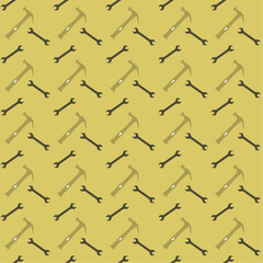  a seamless pattern, hammers, wrenchs, labour day