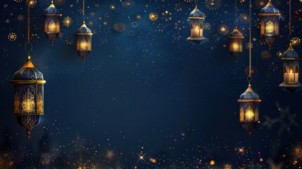 Serene Islamic Background in Navy and Gold Tones