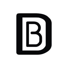 letter D and B monogram square shape logo white black background