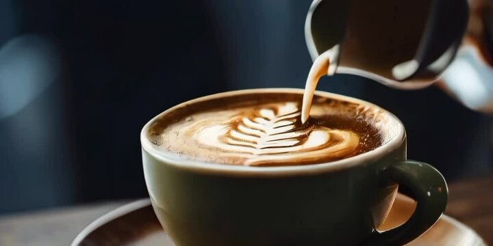 generative ai close up footage of a cup of coffee with latte art on top