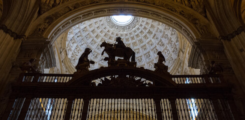 interiors and details of Seville cathedral in Seville andalusia spain - obrazy, fototapety, plakaty