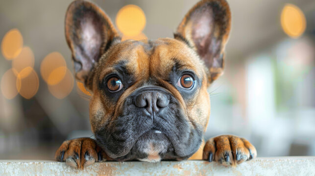 Cute French Bulldog, its big eyes gleaming. Isolated on white background.