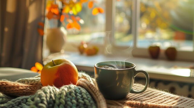 A tranquil scene inviting relaxation, with the coffee mug as the focal point.