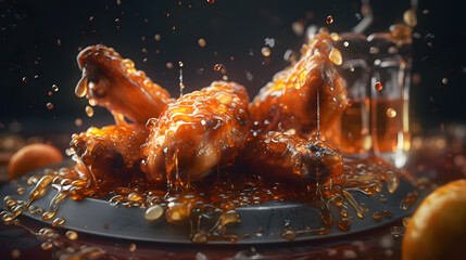 an image of chicken wings with sauce and salt - obrazy, fototapety, plakaty
