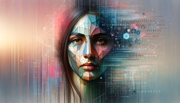 Abstract Data Engineer: Geometric Fusion of Precision and Vibrant Realism