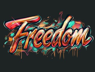 A colorful graffiti font that says Freedom