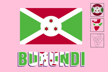Vector illustrations of the Burundi flag and map
