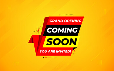 Coming Soon Sale Banner vector template. Grand Opening vector graphic element. Super shop label Promo design. Product opening festival background collection.