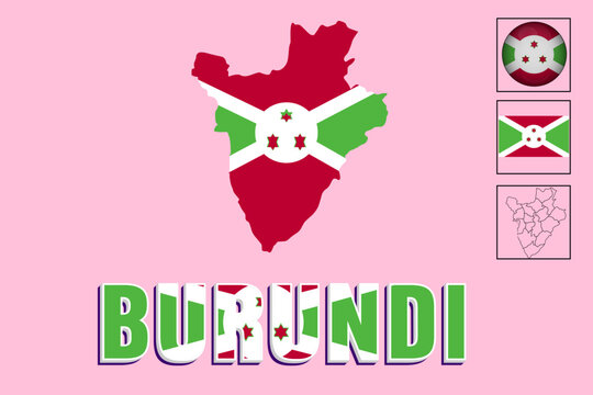 Vector illustrations of the Burundi flag and map
