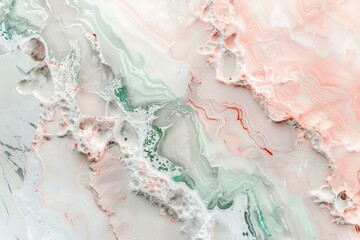 Ethereal marble texture with pink, white, green, and silver hues.