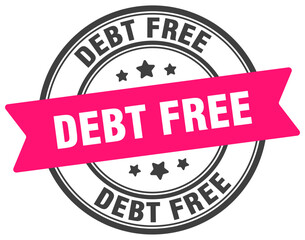 debt free stamp. debt free label on transparent background. round sign