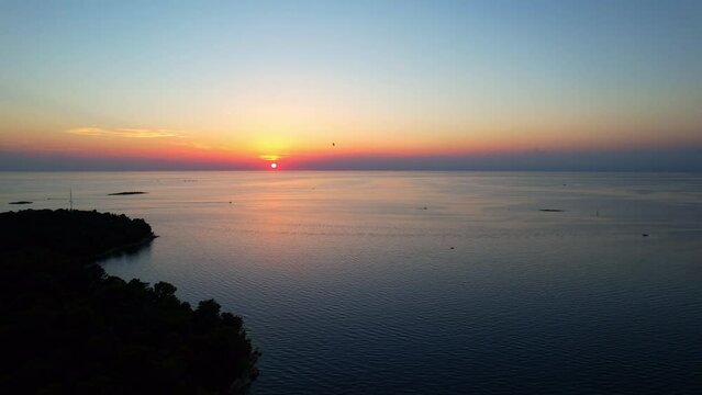 Porec - Croatia - side aerial view of the bay with sunset