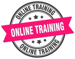 Obraz premium online training stamp. online training label on transparent background. round sign