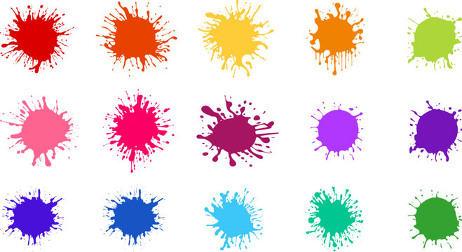 Colorful ink spots set vector. splash splatter abstract shape. vector illustration