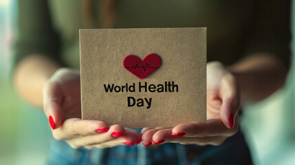 Holiday postcard for World Health Day. With the text "World Health Day". World Health Day. Medical Worker's Day
