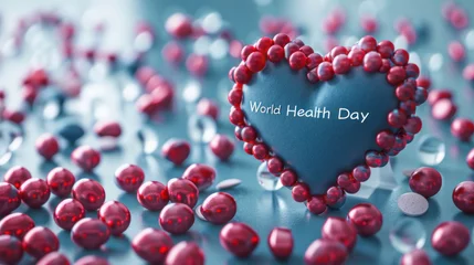 Fotobehang Holiday postcard for World Health Day. With the text "World Health Day". World Health Day. Medical Worker's Day © Irina Beloglazova