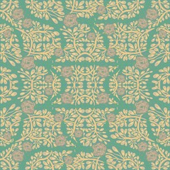 Seamless pattern with roses and thorns intertwined on a pale yellow background. Suitable for interior, wallpaper, fabrics, clothing, stationery.