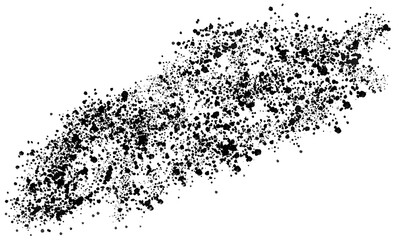 Splashes of paint on a transparent background. An explosion of black colors. Grainy texture pattern for kraft paper