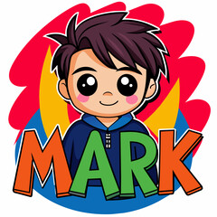 cute baby child illustration, Mark