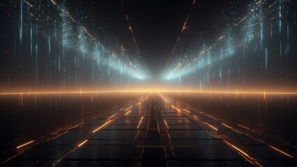 High Tech abstract backdrop with luminous particles and a dark, mysterious atmosphere