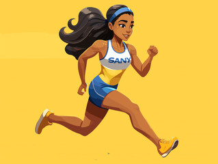 Fototapeta na wymiar simple Vector in modern thin line style of running girl in white background
