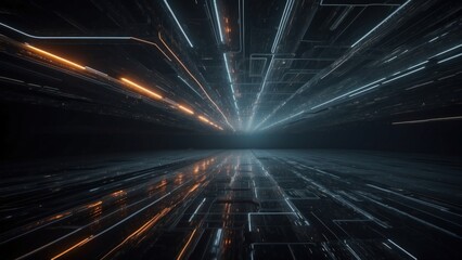 High Tech abstract backdrop with luminous particles and a dark, mysterious atmosphere