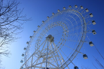 A large Ferris wheel. Bottom view. Moscow. Russia.