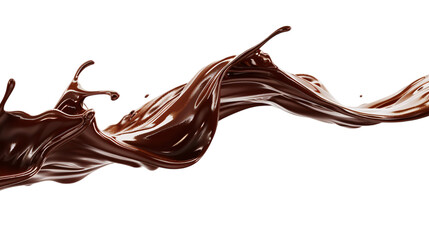 A wave of liquid chocolate flows on an isolated background