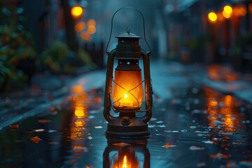 Realistic Glowing lantern illuminates for ramadan and Eid concept - obrazy, fototapety, plakaty