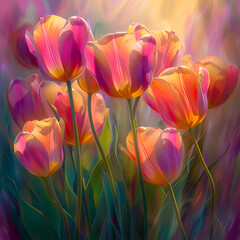 Envision a harmonious wave of tulips captured 